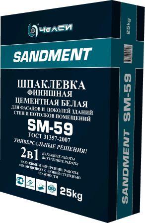 Шпатлевка Челси SANDEMENT SM-59 финишная цементная белая, 25кг от компании Стилнов